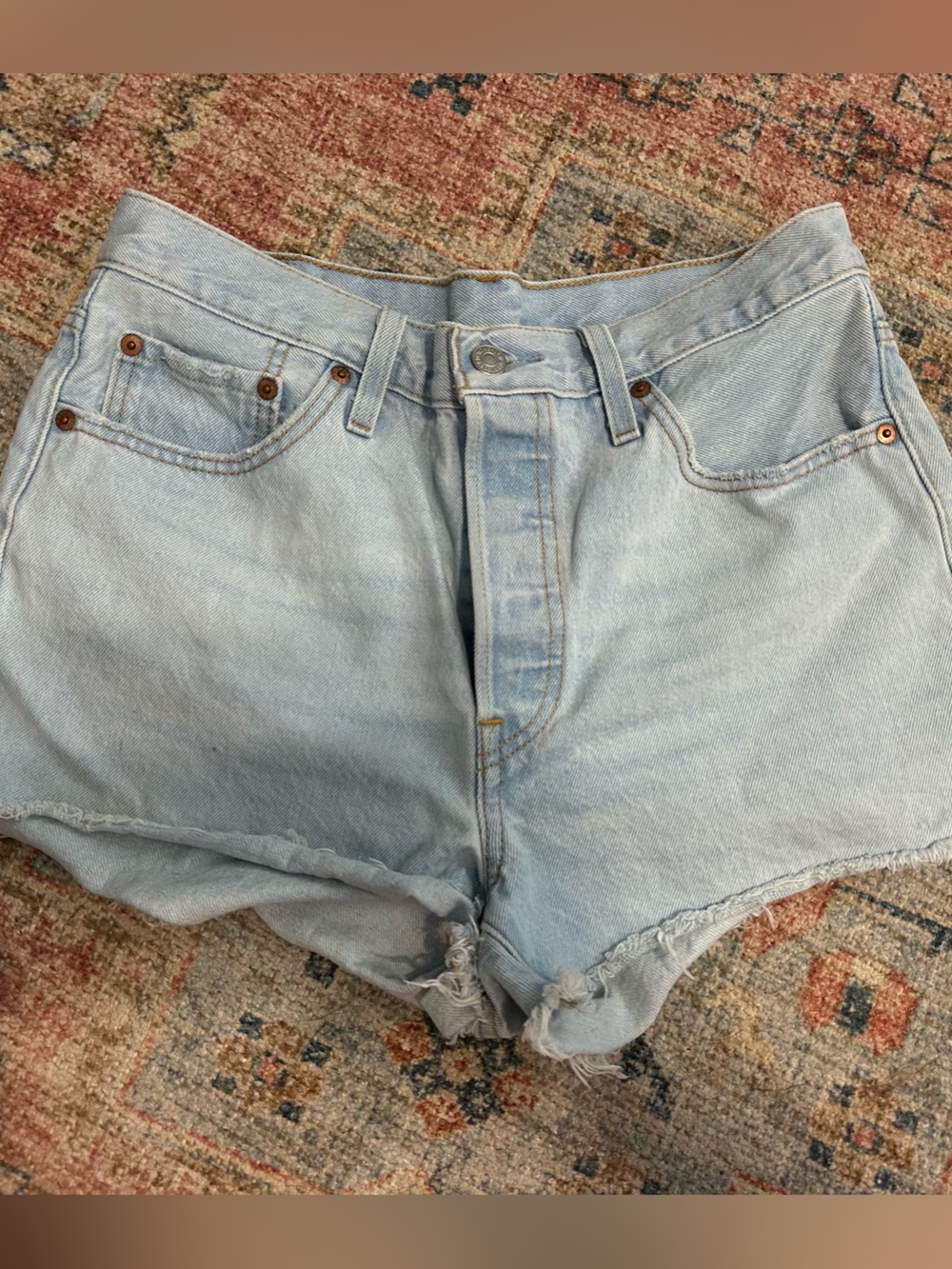 Levi 501 Light Blue High-Rise Denim Shorts